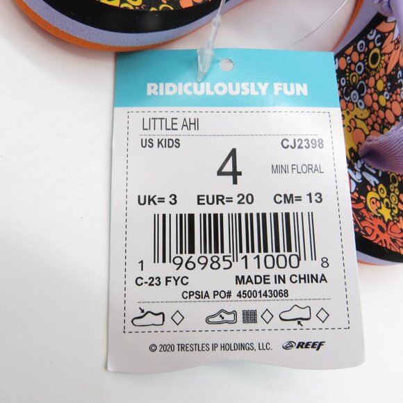 Reef Little Ahi Kids Sandals Size 4 Mini Floral Pattern  Adjustable Straps NEW - Picture 5 of 5